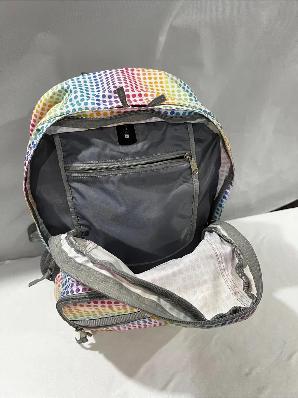L.L.Bean Deluxe Backpack Book Pack Multicolor Polka-Dots Adjustable Straps